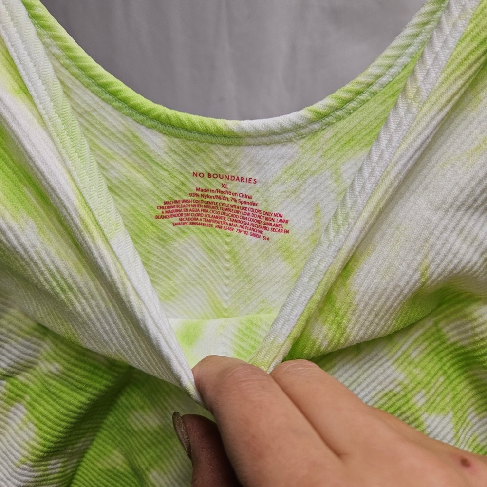 3for$25 no boundaries lime green bright green tie dye sports bra tank crop cami - Picture 5 of 7
